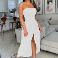 thumbnail image 2 of BLVB Plus Size Summer Cocktail Dresses for Women Off the Shoulder Ruched Long Dress Split Party Club Beach Sundress, 2 of 5