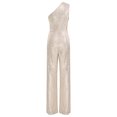 thumbnail image 4 of Xnihocha Combinaison une Pièce Sans Manches pour Femme, Robe de Soirée à une Épaule, Justaucorps à Paillettes, Robe de Soirée Beige TG, 4 of 7