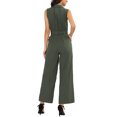 thumbnail image 3 of Unique Bargains Women's Sleeveless Button Front Jumpsuit, Khaki, 3 of 8