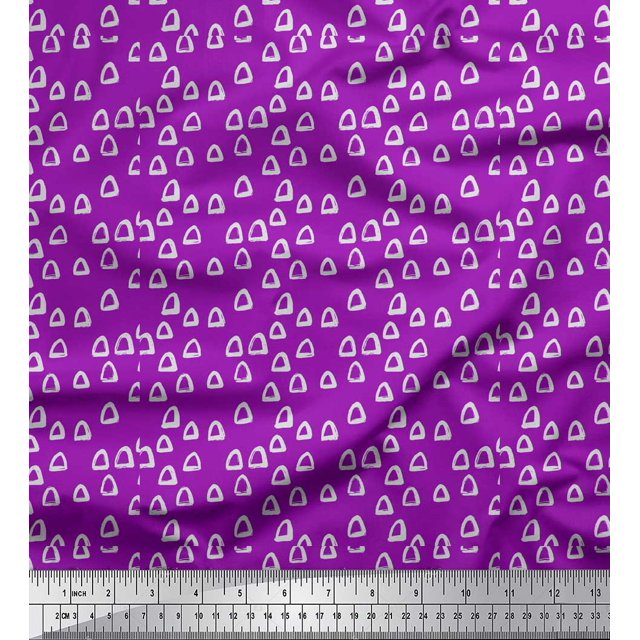 Soimoi Purple Cotton Poplin Fabric Triangle Geometric Print Sewing Fabric Yard 56 Inch Wide