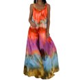 thumbnail image 1 of Innerwin Robe d'Été de Plage, Imprimé Floral, Robe Maxi pour Femmes, Vacances, Teinture sur Nœuds, Ligne A, Longue, Orange, P, 1 of 2