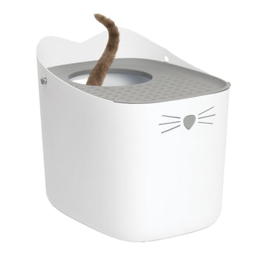 Catit PIXI Bac à Litière à Entrée par le Haut – Design Élégant, Anti-Éclaboussures, Facile à Nettoyer – 41 x 52.5 x 48 cm