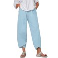 thumbnail image 1 of Innerwin Palazzo Pant High Waist Ladies Harem Pants Beach Solid Color Boho Trousers Sky Blue S, 1 of 3