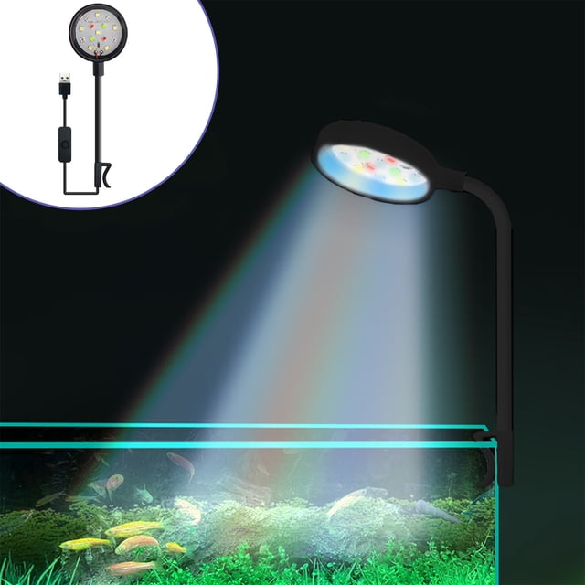 Dvkptbk Aquarium Light LED Aquarium Light featuring colorful LED beads and a black submersible spotlight design. This waterproof and durable light is ideal for fish tanks, aquariums, and fishbowls, enhancing the aquatic environment with vibrant illumination. The light measures 18cm x 4.2cm x 1.2cm and includes a 100cm power cord. Suitable for underwater use, it provides a bright and energy-efficient lighting solution for aquariums.