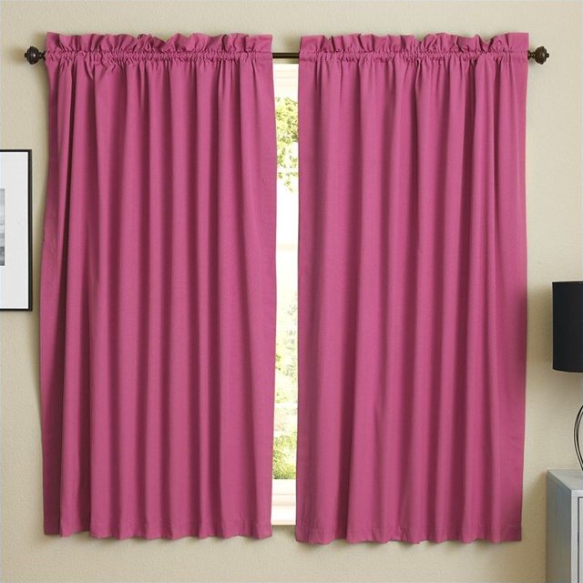 Blazing Needles Twill Drapery Panel (Set of 2), 63" by 52", Bery Berry