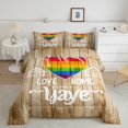 thumbnail image 1 of YST Pride Decorations for Home, Love Home Pride Day Comforter Set Lgbt Sign Decor Bedding Comforter Sets Rainbow Pride Wodden Style Bedding Sets with 2 Pillowcases Queen, 1 of 6