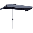 thumbnail image 1 of Outsunny Parasol Demi-Parasol de Patio 7,5 Pi Pare-Soleil, Manivelle, Gris, 1 of 10