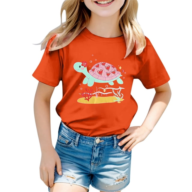 Vêtements pour Préados Filles T-Shirt Graphique Mignon à Manches Courtes pour Filles Vêtements d'Été pour Adolescentes Col Rond 12-13 Ans Chemises pour Filles Tenue pour Filles