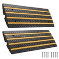 thumbnail image 1 of VEVOR Car Driveway Rubber Curb Ramp, 33069 lbs Load Capacity, 2.6 inch Rise Curbside Bridge Ramp with Yellow Reflective Strips, Suitable for Loading Dock, Warehouse, Garage, Sidewalk (2 Pack), 1 of 9