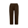thumbnail image 4 of Timegard Cropped Pants for Women Capris Summer Casual Button Ruffle Elastic Waist Solid Color Lounge Pants, 4 of 4