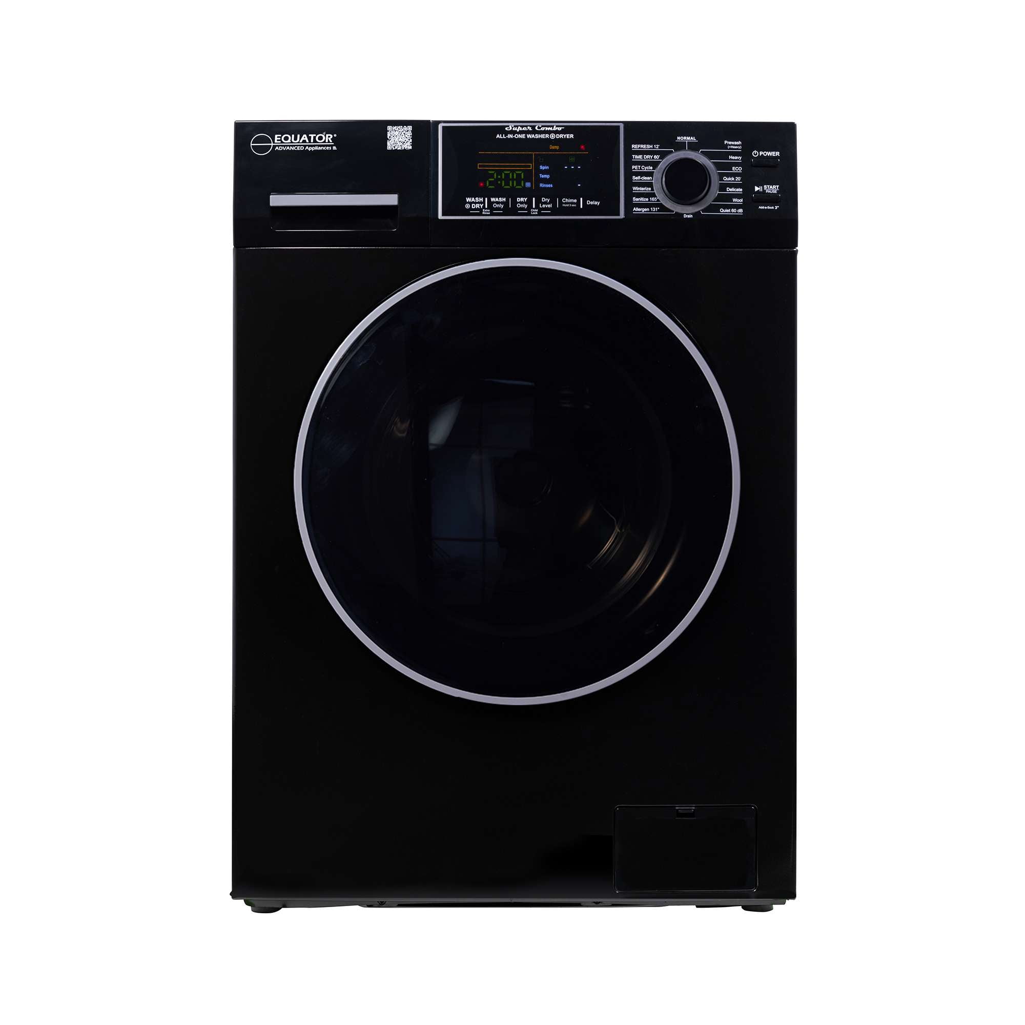 Equator Laveuse-sécheuse tout-en-un originale sans conduit INTÉGRÉE À 0-ESPACE 1,62 pi³/15 lb 110V 1400RPM
