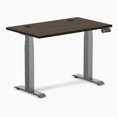 thumbnail image 1 of Desky Dual Mini Bamboo Sit Stand Desk - Dark Bamboo / 40 x 24 inches with Grommets / Space Grey, 1 of 10