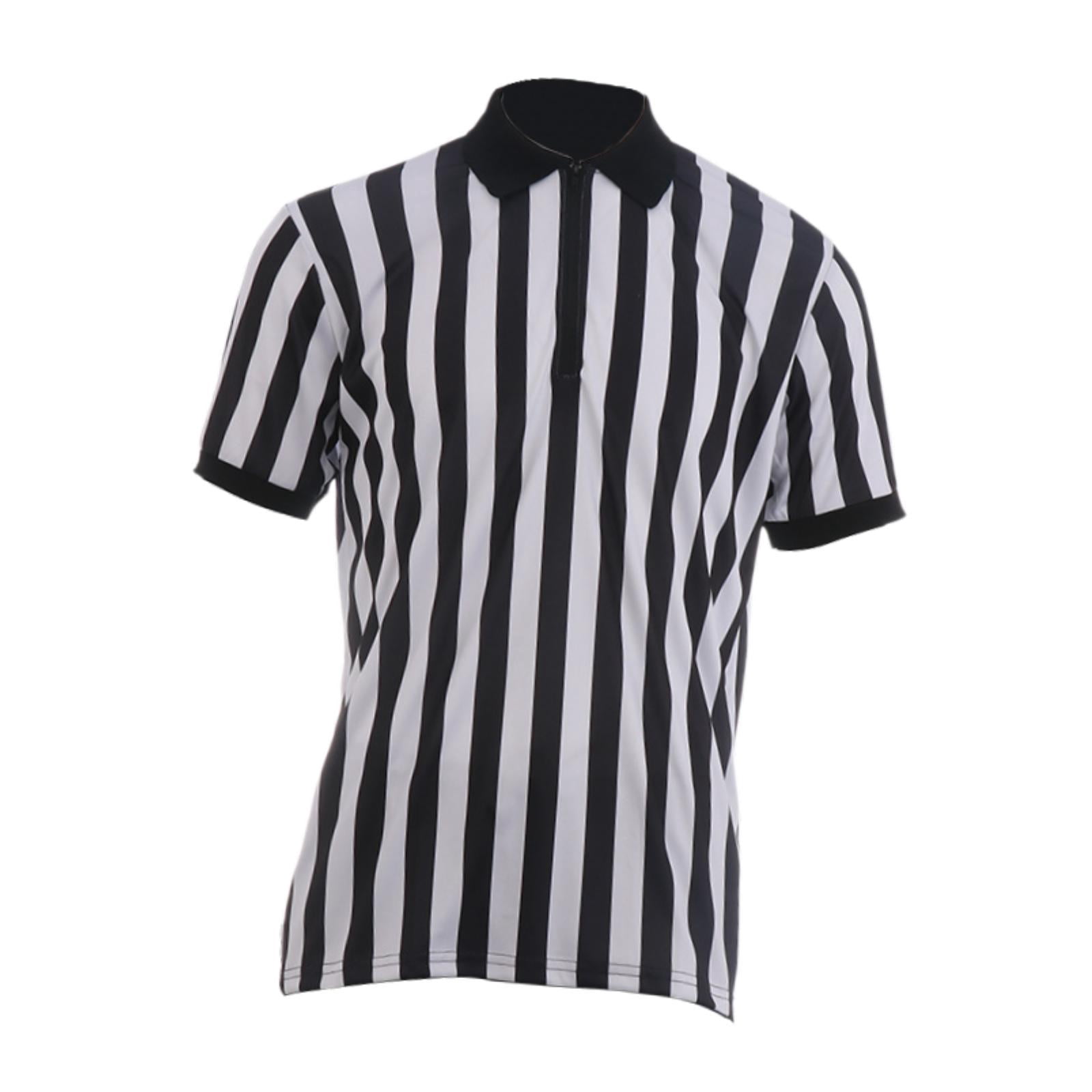 TISHITA Mens Striped Referee Shirt Breathable Summer Top for Fishing Travel Football L