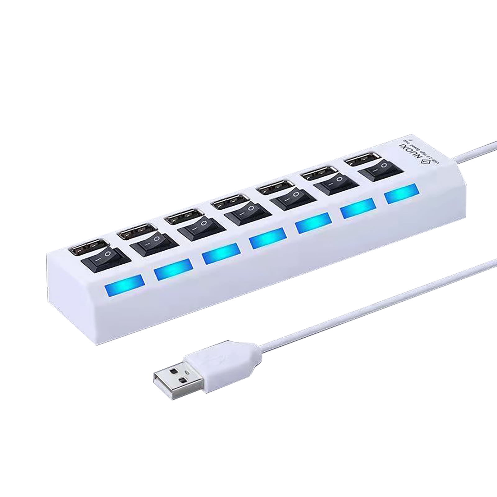 Port USB Hub Splitter 7 Port USB 2.0 Hub for Laptop USB Port Expander with On/Off Individual Compatible for All USB Device