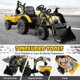 thumbnail image 4 of Gymax 3-in-1 Kids Ride On Excavator Bulldozer 12V Electric Tractor Remote w/ Trailer Yellow, 4 of 10