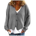 thumbnail image 1 of Cardigan pour Femmes Chandail Mode Femmes Uni Col en V Boutons Décontracté Extensible Tricoté Chandail Cardigan Manteau, 1 of 9