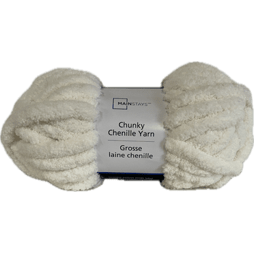 Mainstays Chunky Chenille Yarn, 31.7 yd, Vanilla Dream, 100% Polyester, Super Bulky