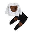 thumbnail image 1 of Faithtur Kids Boy Tracksuit Fluffy Cartoon Bear Sweatshirt + Elastic Pants, 1 of 9