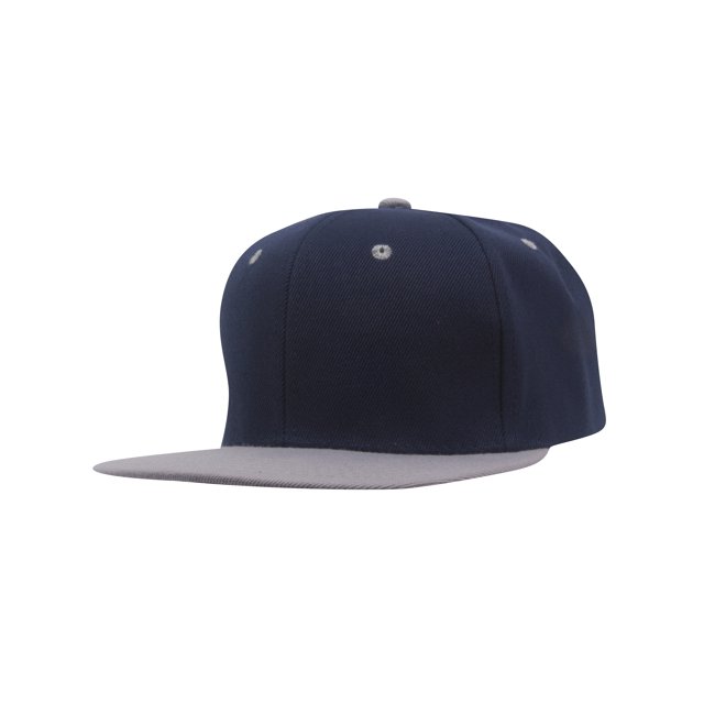 Top Headwear Flat Bill Adjustable Snapback Cap - Navy/Grey