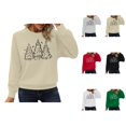 thumbnail image 1 of Chandails à Motif d'Arbre de Noël pour Femmes 2025, Manches Longues, Col Rond, Chandail Graphique avec Pin, Chandail à Enfiler de Noël, Hauts, 1 of 7