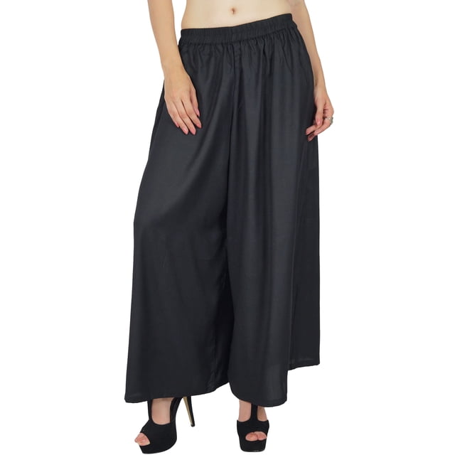 Bimba Women Flaired Rayon Plain Elastic Waist Wide Leg Palazzo Custom Pants