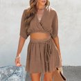 thumbnail image 3 of Cameland Ensemble Mode Femme 2 Pcs Haut Court Sans Manches Shorts Taille Haute avec Poches, 3 of 7
