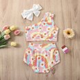 thumbnail image 3 of Fortune 2 Piece Baby Girls Swimsuits Rainbow Floral Print Bikini Set Sleeveless Bathing Suit, 3 of 8