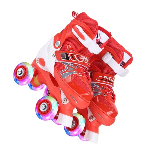 tredstone Patins à Roulettes Roses 2 Pcs pour Filles Confortables et Respirants Roue en Caoutchouc PU à Éclat Complet/taille style Rouge Pailleté