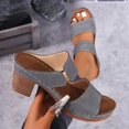 thumbnail image 5 of IUJSOY Womens Heeled Sandals Open Toe Two Strap Chunky Heels Slides Soft Cushion Slip on Mules, 5 of 5
