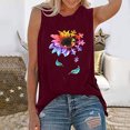 thumbnail image 2 of Pompotops Womens Tank Tops Casual Loose Fit Plus Size Sunflower Printed Tee Shirts, 2 of 7