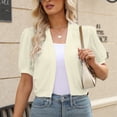 thumbnail image 2 of Kcodviy Women Puff Sleeve Bolero Light Weight Cardigan Sweaters for Women Open Front Summer Open Front Summer Cropped Sleeveless Cardigans for Women Sheer Jackets Cardigan, 2 of 5