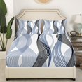 thumbnail image 3 of Erosebridal Chic Geometric Sheet Set Full, Steel Blue Stripes Bedding Sets Full Size, Abstract Decor 4 Pieces, 3 of 7
