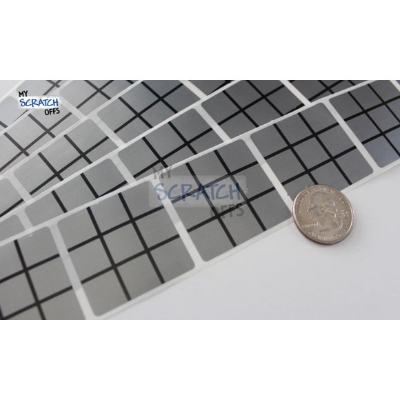 Silver 1.5" Square Grid Scratch Off Labels - 1,000 Labels
