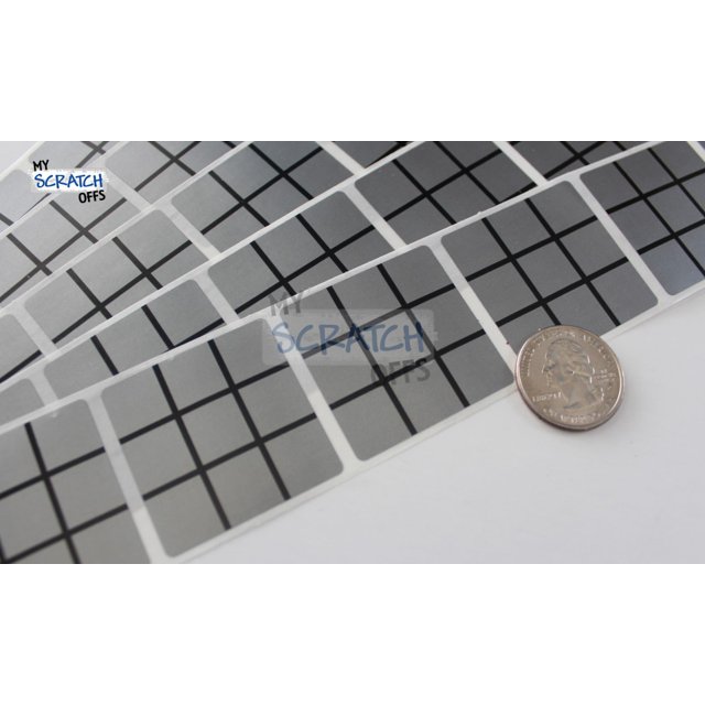 Silver 1.5" Square Grid Scratch Off Labels - 1,000 Labels