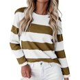 thumbnail image 1 of ManxiVoo T-Shirt à Manches Longues à Rayures Imprimées pour Femme Col Ras du Cou Confortable d'Automne T-Shirt Graphique Blouse Légère Taille P Café, 1 of 5