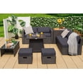 thumbnail image 3 of Costway 9PCS Patio Rattan Furniture Set Fire Pit Space-saving W/Cover Grey Cushion, 3 of 10
