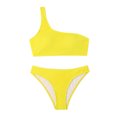 thumbnail image 4 of Penkiiy Women's Ribbed Bikini Sets One Shoulder Top with Mid Waist Two Piece Bathing Suit M Yellow, 4 of 4