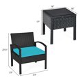 thumbnail image 2 of Costway 3PC Patio Rattan Furniture Set Coffee Table Conversation Sofa Cushioned, 2 of 10