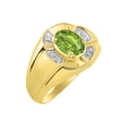 thumbnail image 4 of RYLOS Yellow Gold Plated Silver Ring 8X6MM Oval Gemstone &  Diamond Unisex Rings Peridot August Birthstone Ring Size 13, 4 of 7