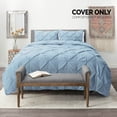 thumbnail image 4 of Nestl 3 Piece Pinch Pleated Duvet Cover Set with Button Closure & Corner Ties - 100% Soft Hypoallergenic Microfiber Pintuck Decorative Duvet Cover Sheet Set, King - Ice Blue, 4 of 9