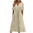 thumbnail image 2 of Babysbule Liquidation Robes d'Été pour Femmes, Mode Femmes Décontractée Ample Imprimé Papillon Col en V Manches Mi-Longues Boutons Poches Robe Longue, 2 of 6