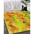 thumbnail image 3 of Ahgly Tapis de Zone Carré Transitionnel Néon Orange Lavable en Machine, 6 Pieds Carré, 3 of 7