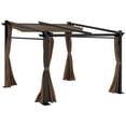 thumbnail image 1 of Outsunny 10' x 10' Metal Pergola w/ Retractable Canopy Roof, Coffee, 1 of 10