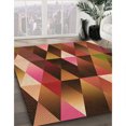 thumbnail image 3 of Ahgly Tapis Rond Lavable en Machine Intérieur Transitionnel Orange, 6 Pieds Rond, 3 of 7