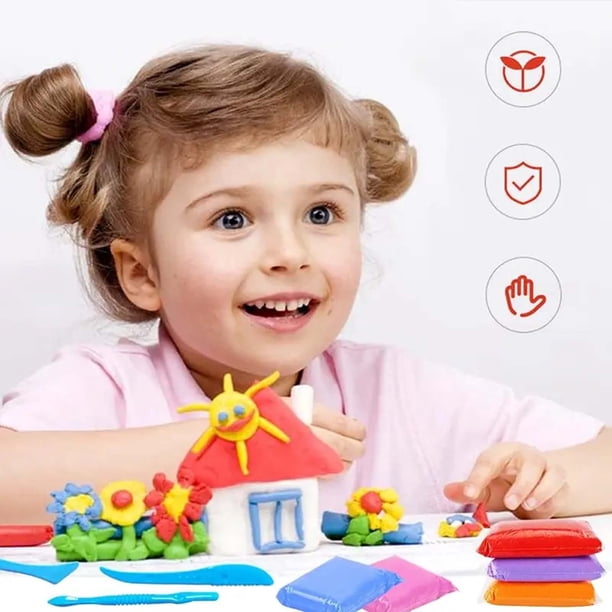 Pâte à Modeler 24 Couleurs – Sèche à L’air – 80 Pages De Tutoriels + 6 Outils – Cadeau Créatif Pour Enfants De 3 à 7 Ans – Mamaeco