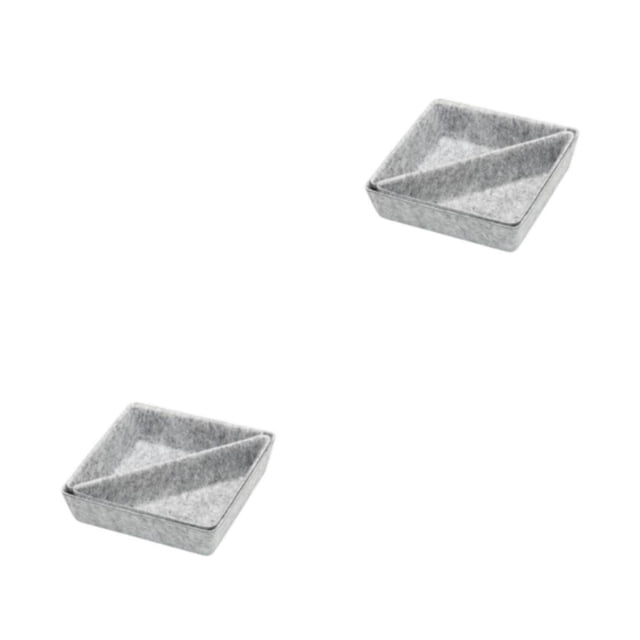 QualitChoice Home Hotel Felt Keys Tapes Phone Watch Storage Box Living Room Drawer Pens Remotes Jewellery Organizer Container Light Grey 2PCS