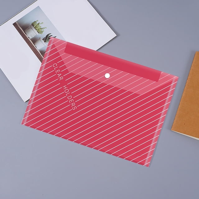 IROINID File Bag,Document Organizer,Reusable File Folders File Bags Document Holder,Thickened A4 Transparent Document Bag Waterproof Buckle Bag Label Plastic Archive Bag Data Bag