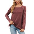 thumbnail image 1 of Timegard Womens Tops Round Neck Long Sleeve Comfy Loose Solid Color Blouse Casual Tops Basic Tee Shirts, 1 of 6