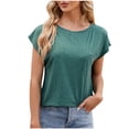 thumbnail image 1 of AherBiu Hauts d'Entraînement pour Femmes, Coupe Ample, Manches Cap, Col Ras du Cou, Haut Basique Confortable, T-Shirts, Chemises, Blouse, 1 of 2
