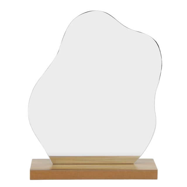 Desktop Makeup Mirror, Aesthetic Durable Portable Lightweight Acrylic Makeup Mirror Easy Installation Exquisite With Wooden Base For Home